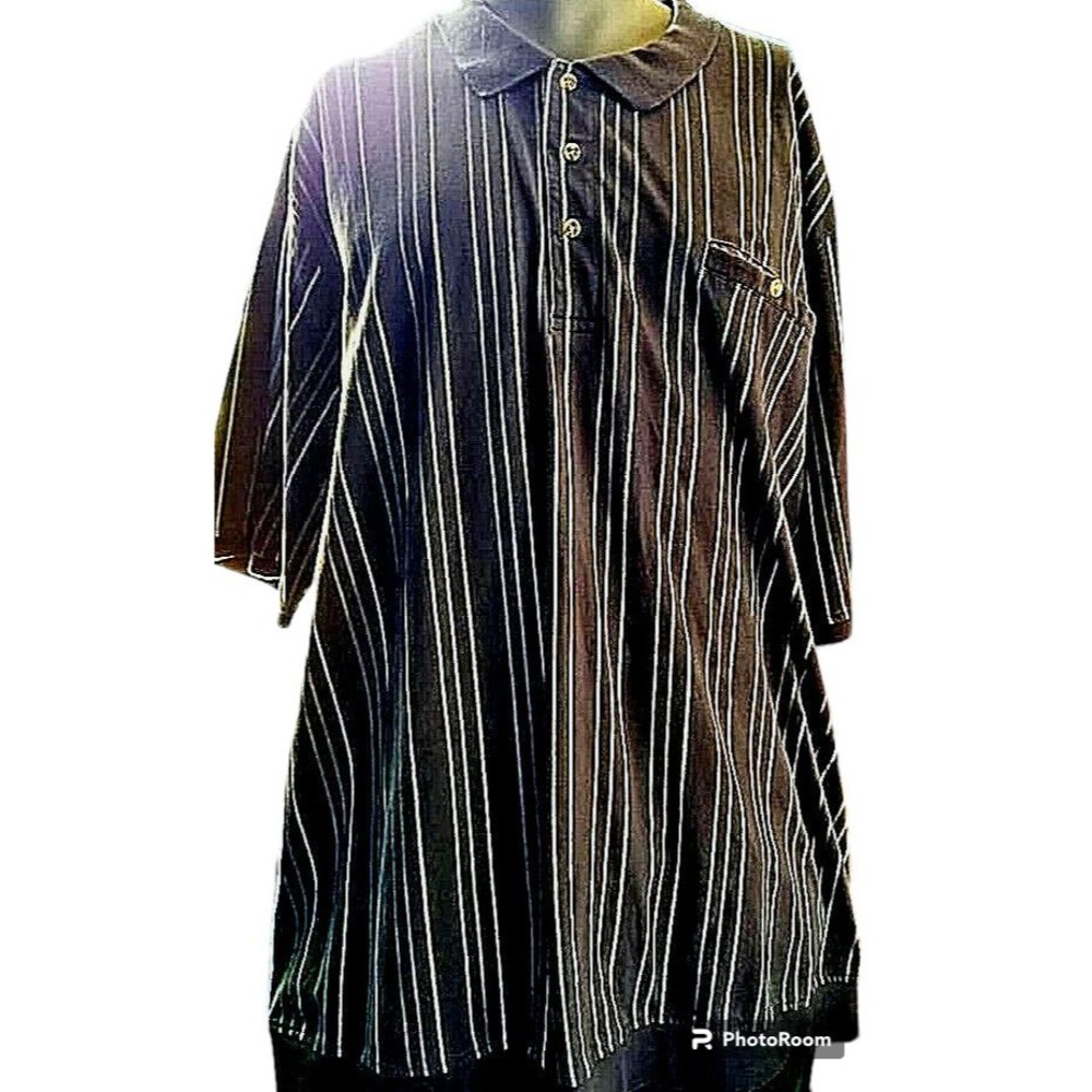 KingSize Polo Men's Shirt Size 4XL Gray Stripe Classic Comfortable Cool